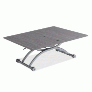 Table basse relevable extensible Hirondelle compacte - mélaminé chêne gris 100 x 57/114 cm avec système élévation à piston_1