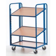 Chariot porte-bacs Kalidesk - 200 kg - Norme Europe - CC001-0463 - Plateaux bois inclinables_1