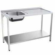 Plonge inox 1 bac sur support avec étagère - P 500 mm - à gauche_1