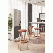 Tabouret haut avec pieds en bois et repose pieds TOP - Rouge terracotta_1