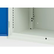 Armoire d'atelier polyvalente Verso - 2 tablettes, 1 tiroir, panneau et plateau - Dimensions 1300x550x2000mm_1