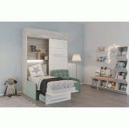 Duo Sofa - Armoire lit escamotable avec canapé Azur 2 x 90/200 - Structure pin et façade blanche_1