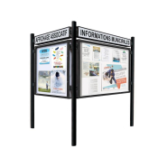 Vitrine extérieure 2000 sur poteaux Quatro - Réf : 410070+416404+402900 - Plexichocs®, serrure de sécurité et options personnalisables_1