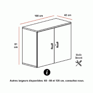 Armoire basse de bureau hauteur 81 cm - Mobel linea - 100, Acacia clair_1