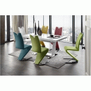Lot de 2 chaises ALBI tissu curry avec piètement luge en tube chrome - design chic et contemporain_1