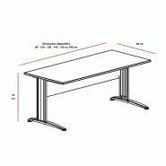Bureau individuel Tono, pieds métal - Mobel Linea - 160, Chêne grisé_1