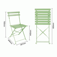 Chaises de terrasse pliantes en acier vert clair (Lot de 2) | Bolero - FT270_1