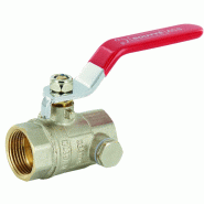 Vanne 1/4 de tour en laiton - double femelle F15/21 x F15/21 - manette droite avec purge - Réf. 719384 - Marque Boutté_1