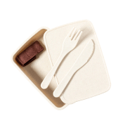 Boîte lunch en plastique PP - 700 ml avec set de couverts et sangle élastique_1