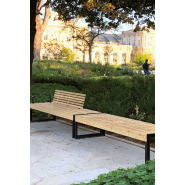 Banquette pour pique-nique PROMENADES LARGE - Husson International - structure acier et bois au choix - longueur 2m_1