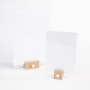Porte-affiche sur socle bois - chêne brut FSC - vis nylon - Etiq Création - format A4 (21 x 29,7 cm)_1