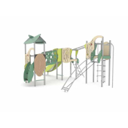Structure multi-activités métallique organik - LD1OR3061 - Ludoparc - 3 tours - Inox - HPL_1