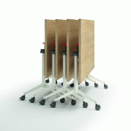 Table de réunion plateau abattant Pop-up - Quadrifoglio - Blanc 9010, Wenge, 120 x 70 cm_1