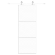 Vidaxl porte coulissante blanc 76x205 cm verre trempé aluminium 155204_1