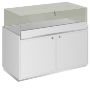 Comptoir T03 vitrine 4 Faces et MDF naturel+blanc - 120x60x93cm_1