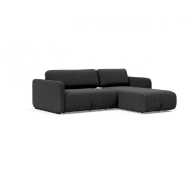 Innovation Living - Canapé d'angle méridienne convertible VOGAN - Design contemporain - Tissu Kenya Dark Grey - Lit 120x200 cm avec étagère intégrée_1