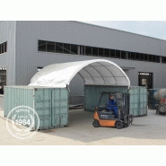 Abri tunnel de stockage en acier - couverture PVC 720 g/m² - 6.05 x 8 x 3 m - monté sur containers_1
