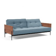INNOVATION LIVING - Canapé-lit SPLITBACK LAUGE convertible 115x210 cm - Tissu Mixed Dance Light Blue - Accoudoirs noyer_1