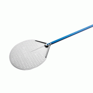 Pelle à pizza ronde perforée aluminium Ø 33 - Manche 150 cm - Gamme Azzurra | GI.METAL_1