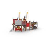 Structure multi-jeux pour enfants 3-5 ans - Unimini Gyro 8047098 - Hags - Poteaux bois / panneaux HPL - Rouge_1