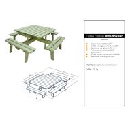 Table pique-nique 8 places sans dossier - Sapin du nord Classe IV - 42mm - 112 Kg - Traité écologiquement Tanalith_1