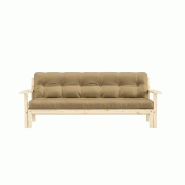 Canapé convertible futon UNWIND - Pin naturel beige blé 130 x 190 cm - Style scandinave et rétro_1
