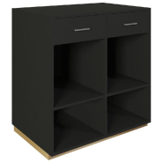 Comptoir 90x60x93,8cm/reposac 70x20xH12cm noir - 2tir.2tabl. - mélaminé noir_1