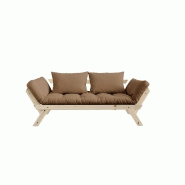 Banquette méridienne convertible futon BEBOP - Pin naturel - Coloris mocca - Couchage 75x200 cm_1