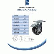 Roulette pivotante/frein de 152 mm en caoutchouc élastique noir sur roue centrale en aluminium_1