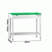 Table inox de découpe avec plan vert - Profondeur 700 mm | Ggm - 800_1
