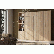 Composition Lit Escamotable Dynamo Chêne - Couchage 140 x 200 cm avec Rangements Intégrés et Ouverture Assistée_1