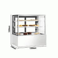 Vitrine réfrigérée pour pâtisserie - 1200 mm - 2 étagères - Inox_1