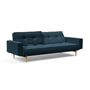 Canapé convertible Splitback Styletto avec accoudoirs - pieds fuseau chêne naturel - tissu Argus Navy Blue - lit 115x210 cm_1