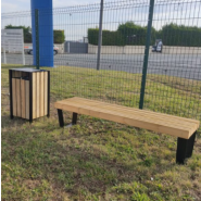 Corbeille City - Mobilier urbain en métal et bois avec cendrier intégré - 100L - L500 x P500 x H900 mm_1