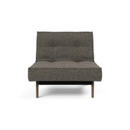 Innovation Living - Fauteuil convertible Splitback Eik - Lit 90x115 cm - Pieds chêne noyer - Tissu Flashtex Dark Grey_1