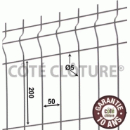 Panneau grillagé Hercules avec mailles 200x50 mm et fil Ø 5 mm