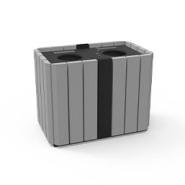 Corbeille tri sélectif 2 x 60 L en plastique recyclé - Bacs avec sangle élastique - Fermeture batteuse_1