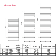 Radiateur sèche-serviettes HITA Electrique 750W - Thermador - HIT5001360E_1