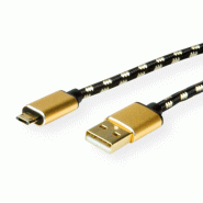 ROLINE GOLD Câble USB 2.0, USB A mâle - Micro USB B mâle réversible, 0,8 m_1