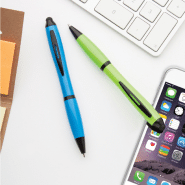 Stylo à bille stylet en plastique - encre bleue - attributs noirs_1