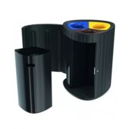 Corbeille Roma - Polyéthylène Noir - Tri Sélectif - 3 x 60 Litres - Traitée anti-UV et 100% recyclable_1