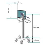 E Cart LD 7 - Pré-configuration pour écran - Chariot informatique médical - Ergonoflex - Aluminium anodisé - 25 kg_1