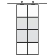 Vidaxl porte coulissante noir 90x205 cm verre trempé aluminium 155223_1