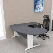 Bureau ergonomique et caisson intégré Sigma - Mobel Linea - 200, Blanc, Anthracite, Droite, 4 tiroirs_0