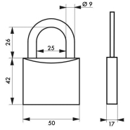Cadenas à clé Type 1 - 50 mm - Corps laiton monobloc - Marque Thirard - Garantie 10 ans_1