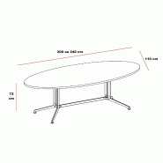 Table de réunion ovale X2 - Officity. - Blanc 9010, 240, Noyer canaletto_1