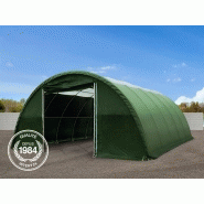 Tunnel de stockage 20x9,15x4,5 m - structure en acier - couverture PVC vert foncé 720 g/m² - fenêtres de toit - portes grandes et petites_1