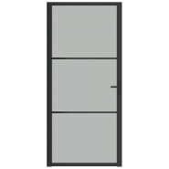 Vidaxl porte intérieure 93x201,5 cm noir verre mat et aluminium 350554_1