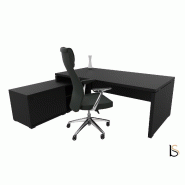 Bureau monochrome TAK avec rangement intégré - Mobel Linea - 185, Gauche, Noir_2
