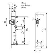 Serrure encastrable pour porte d'entrée - Bec de cane - Axe 26 - Longueur 41 cm - THIRARD_1